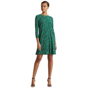 Women's - Lauren Ralph Lauren Green Floral Jersey Dress, Size 4